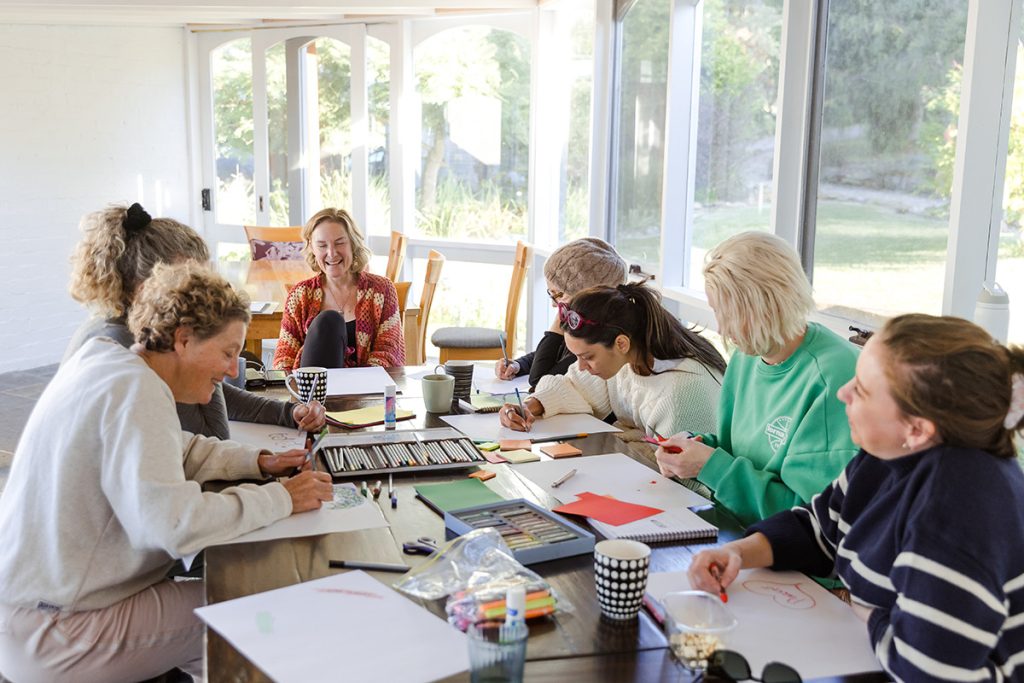 Photo by Lara Wiseman Daniel Photography of self mapping workshop at Wild Spark Retreat 2024